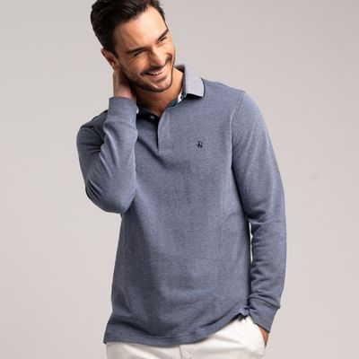 Polo uomo manica lunga in cotone piquet